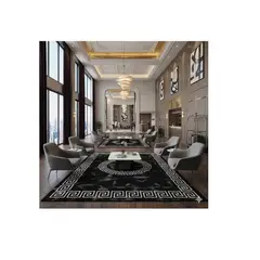 GENERICO - ALFOMBRA CON DISEÑO 200X240 NEGRO CON RALLA BLANCA