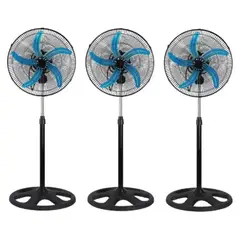 ARTIHOGAR - Juego 3 Ventiladores 18 Pulgadas 3 Posiciones 5 Aspas Metálicas