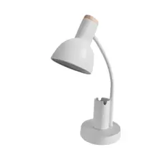 GENERICO - Lámpara De Escritorio Blanca Para Lectura 1XE27 150X120x400mm Estilo Minimalista En Metal Y Madera Brazo Ajustable