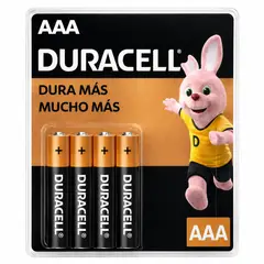 DURACELL - Pack de 4 Pilas AAA Blister Long Life