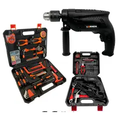 LERNEN - Taladro Percutor Eléctrico 13mm + Set 150 Herramientas.