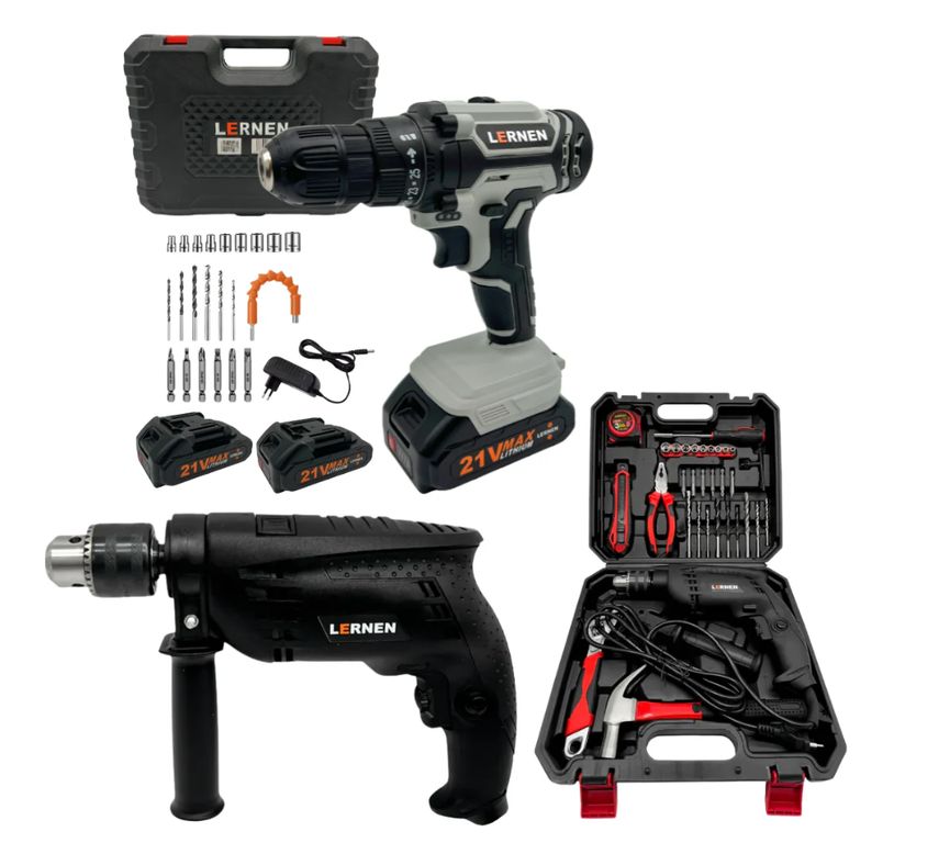 Pack Taladro Inalámbrico 2 Baterías + Taladro Percutor a $56.990