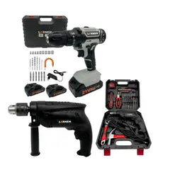 LERNEN - Pack Taladro Inalámbrico 2 Baterías + Taladro Percutor