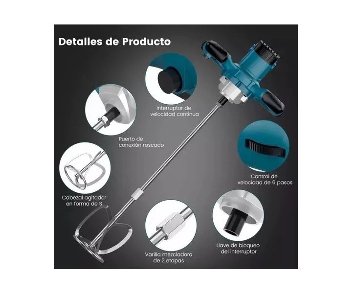 Mezclador De Cemento Pintura Eléctrico 2100W