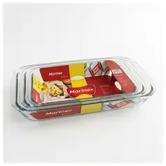 MARINEX - Set 3 Asaderas Rectangulares Marca Aptas Para Horno