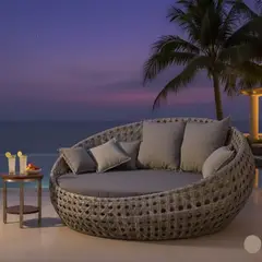 GENERICO - Sofá Cama Lounge de Jardín en MimbreRatán