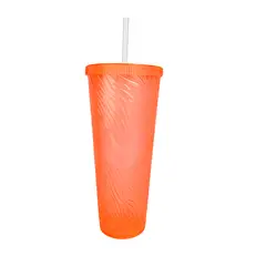 OEM - Vaso Grande 1 Litro Con Tapa Bombilla Reutilizable Rojo