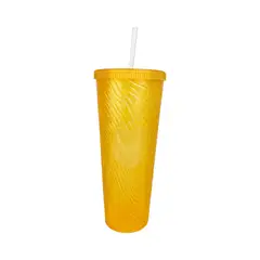 OEM - Vaso Grande 1 Litro Con Tapa Bombilla Reutilizable Naranja