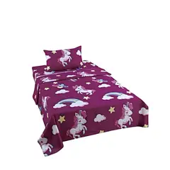 GENERICO - JUEGO DE SABANAS INFANTIL 210 HILOS 1 PLAZA UNICORNIO2