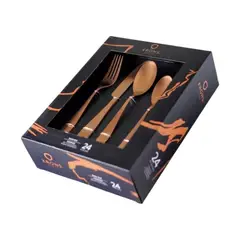 KRONS - Set de Cubiertos Acero Inoxidable 24Pzs Bronce Copper