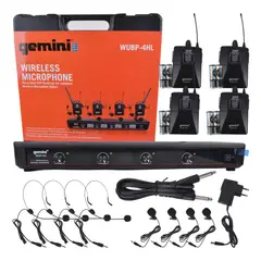 GEMINI - SET 4 MICRÓFONOS INALAMBRICOS UHF CINTILLO - SOLAPA LAVALIER WUBP-4HL
