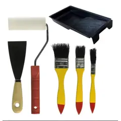 GENERICO - Kit Para Pintar Bandeja Brochas Rodillo Espátula 6 Piezas