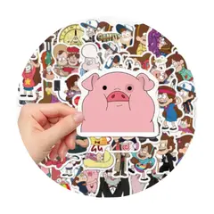 GENERICO - Set 50 Stickers Gravity Falls Kawai Pegatina Pato Cerdito Gravity Falls