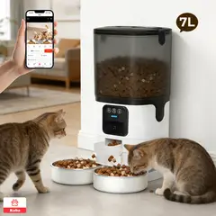 KOBA - Dispensador Alimento Automático Mascota Cámara 1080p Wifi 7L Blanco