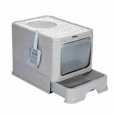 GENERICO - Arenero Gatos Grande Baño Sanitario Acero Inox Con Pala Gris BELUG