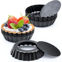 PASTELERIUSCL - Pack 12 Moldes Tartaleta Desmontable Tarta Individual 10,5cm