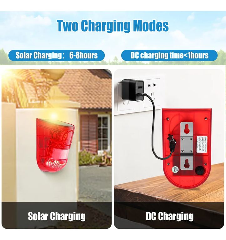 ALARMA SOLAR CON SENSOR DE MOVIMIENTO 129 DB IMPERMEABLE