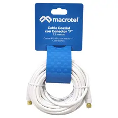 MACROTEL - Cable Coaxial RG-59/U 7,5 m con Conector “F” Macho MV-820