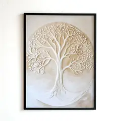 GENERICO - Cuadro Árbol Blanco De La Vida Decoración Living + Marco