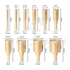 GENERICO - Set 10 Brocas Copa Sierra Cerámica Mármol Vidrio Diamantadas