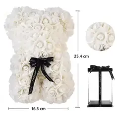 GENERICO - Oso de Pétalos de Rosa Blanco San Valentín