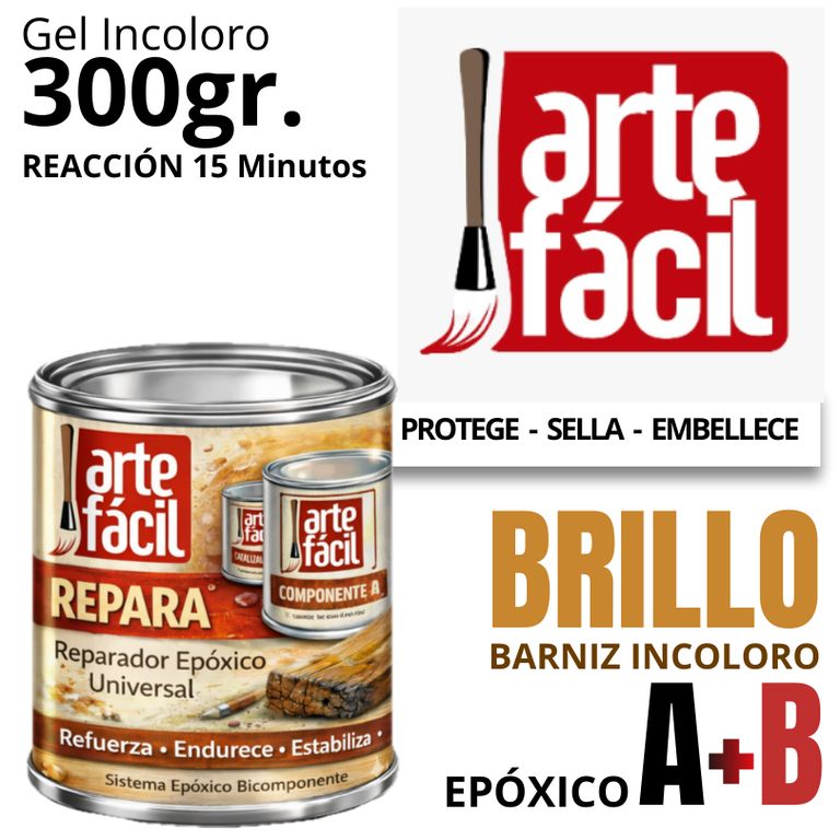 BARNIZ EPOXICO A+B INCOLORO - ARTEFACIL MANUALIDADES- 300G