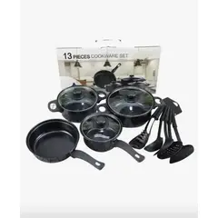 IRM - Set De Ollas Antiadherente Cookware Set 13 Piezas Negro Negro