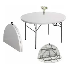 GENERICO - Mesa plegable redonda 1.22mt base dividida Casa Viva