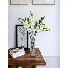 COREL - Rama Artificial Orquídea De 8 Flores 80cm Artificial - Estilo Natural para Interiores y Vitrinas