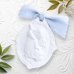 LAFANTINA - CUNERO ANGELITO CERAMICA MENTA REGALO RELIGIOSO PARA BAUTIZO Y NACIMIENTO