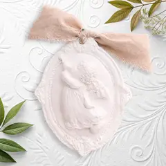 LAFANTINA - CUNERO ANGELITO CERAMICA TAUPÉ REGALO RELIGIOSO PARA BAUTIZO Y NACIMIENTO