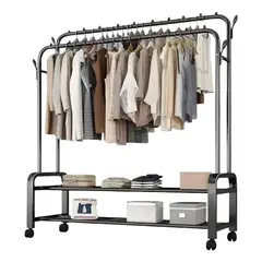 EVERSO - Perchero Organizador Colgante De Ropa Doble Barra Con Ruedas