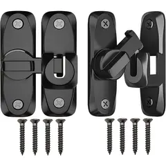 KUANGYE - 2 Pack Cerraduras Para Puertas De Granero De 90 Y 180 Grados Negro