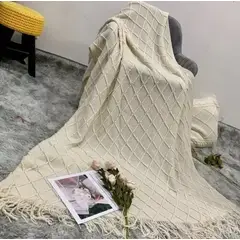 HD HOGAR SPA - Manta Decorativa Tejida Para Sillon Piecera Cama