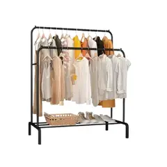 GENERICO - Perchero Metálico Doble Closet Exhibición Organizador Hogar - Negro