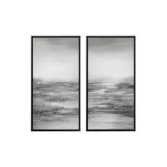 BROOKMAN - Set Decorativo Los Lingues 2 Cuadros Pintados a Mano en Canvas HD con Marco Negro 30x60 cm