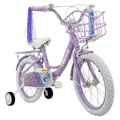 LITTLE MONKEY - Bicicleta Infantil Morada Niña Rodada 16 Con Canasta Color Morado Tamaño Del Cuadro S