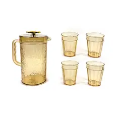 GENERICO - Set Jarra Con 4 Vasos Textura Color 20cm Ideal Para Mesa