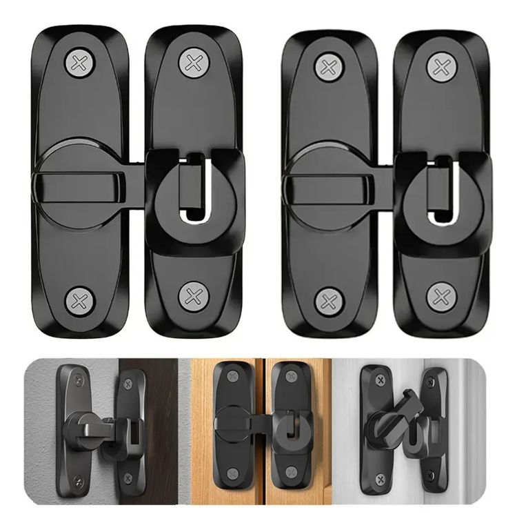 2 Pack Cerraduras Para Puertas De Granero De 90 Y 180 Grados Negro