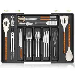 GENERICO - Organizador Cocina, Cubertero 8 Compartimentos Negro