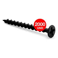 DRL LIGHTING - 4 Cajas Tornillo Volcanita Wisefix P/fina Negro 6x1 5/8 2000u