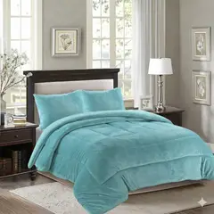GENERICO - COBERTOR CELESTE PLUSH KING CON CHIPORRO DE INVIERNO UINICOLOR MODERNO QUITA FRIO FYA