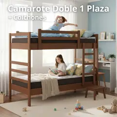 BLOCCARE - Camarote Desmontable Doble Con Colchones 1 Plaza