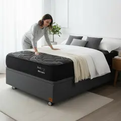 BLOCCARE - Cama Baul 1 Plaza L200 cm + Colchon Black Prime - Modelo Uno / Rueda Pyton (Gris)