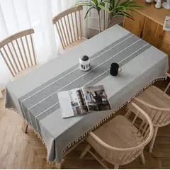 HD HOGAR SPA - Mantel Rectangular Mantel De Mesa Borla Algodón 142+10x220cm