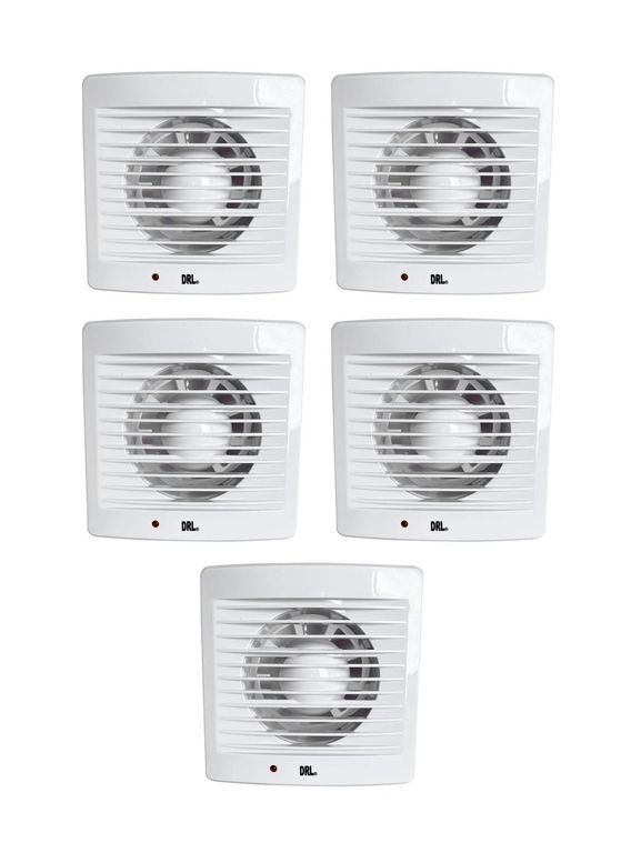Pack 5 Extractor Aire 4 Pulgada Cuadrado Baño Cocina Sec Blanco