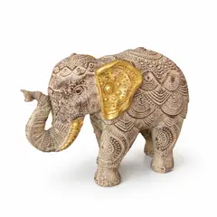 COLETTE - Figura Decorativa Adorno Resina Elefante Oasis M Beige Dorado