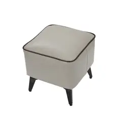 SOHOGAR - Taburete reposapiés otomano cuadrado eco cuero gris