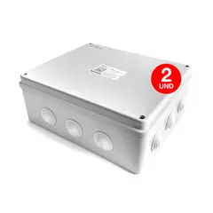 DRL LIGHTING - Pack 2 Caja Estanca Derivación Ip40 Pvc 300x250x120mm Sec Gris