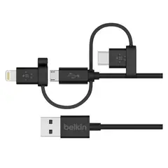 BELKIN - Cable universal con conectores micro-USB, USB-C y Lightning